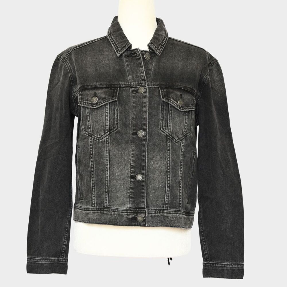 AMERICAN EAGLE Women's Black Lace up Denim Jacket Size M